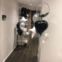 Net red balloon decoration couple birthday balloon warm scene creative layout black and white ins romantic surprise package