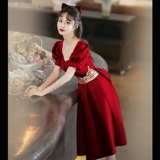 Бордовое вечернее платье, короткая юбка для принцессы, коллекция 2023, подходит для подростков