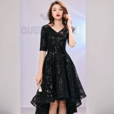 Черное вечернее платье, юбка, элитные блестки для ногтей, новая коллекция, легкий роскошный стиль, ассиметричный крой