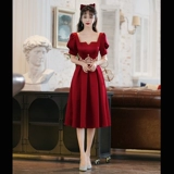 Бордовое вечернее платье, короткая юбка для принцессы, коллекция 2023, подходит для подростков