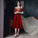 Вечернее платье, красное свадебное платье, юбка, французский стиль, эффект подтяжки