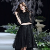 Черные блестки для ногтей, вечернее платье, элитная юбка, французский стиль, новая коллекция, изысканный стиль, легкий роскошный стиль