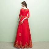 Ципао, вечернее платье, красный цветной традиционный свадебный наряд Сюхэ, китайский стиль, по фигуре