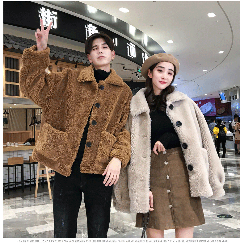 Áo khoác đôi mùa đông 2018 thời trang Hàn Quốc áo sơ mi sang trọng đẹp trai cotton độn bông nam nữ quần áo rộng rãi áo dạ nam