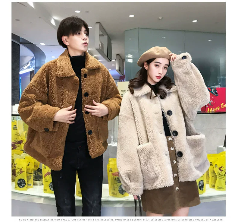 Áo khoác đôi mùa đông 2018 thời trang Hàn Quốc áo sơ mi sang trọng đẹp trai cotton độn bông nam nữ quần áo rộng rãi