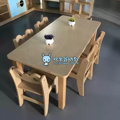 Kindergarten early education Triangle Square table half round table Birch multi-layer board multi-person painting combination learning table and chair set