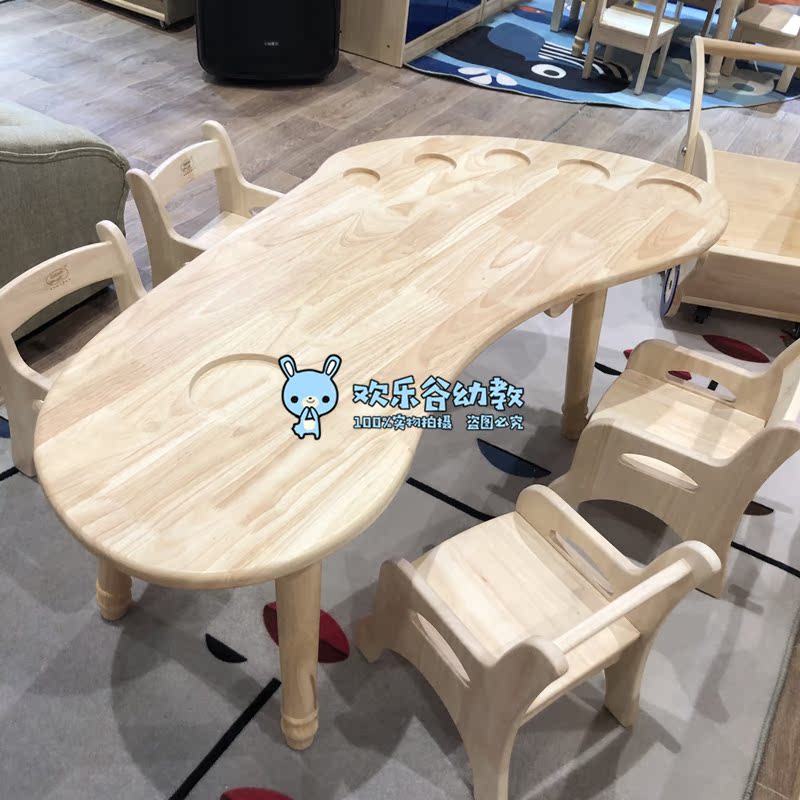Kindergarten Thickening Fine Art Classroom Class Table And Chairs Solid Wood Feet Girl Styling Kit's high-end European style painting table