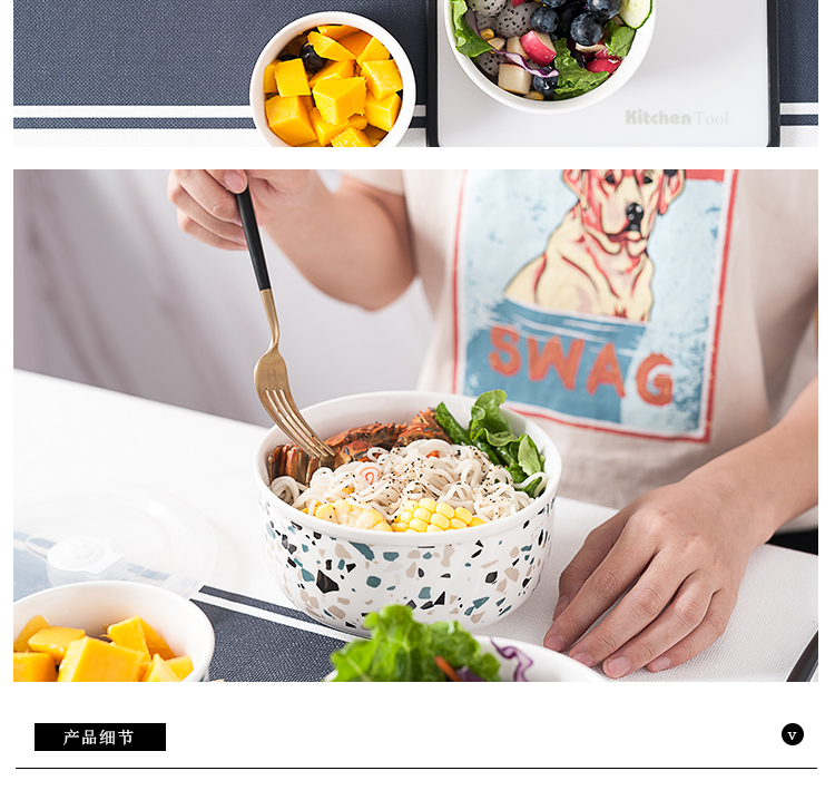 Hộp lưu trữ gốm Bắc Âu niêm phong bát mì ăn liền ba miếng đặt với lò vi sóng nhân viên văn phòng hộp cơm trưa - Hộp cơm điện sưởi ấm 	hộp cơm điện arirang	