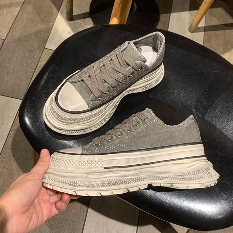 6cm Platform Thick-Soled Height-Increasing Canvas Shoes for Women 2024 Summer Smoky Gray Distressed Breathable Casual Sports Dad Shoes Trendy 6cm Platform Thick-Soled Height-Increasing Canvas Shoes for Women 2024 Summer Smoky Gray Distressed Breathable Casual Sports Dad Shoes Trendy
