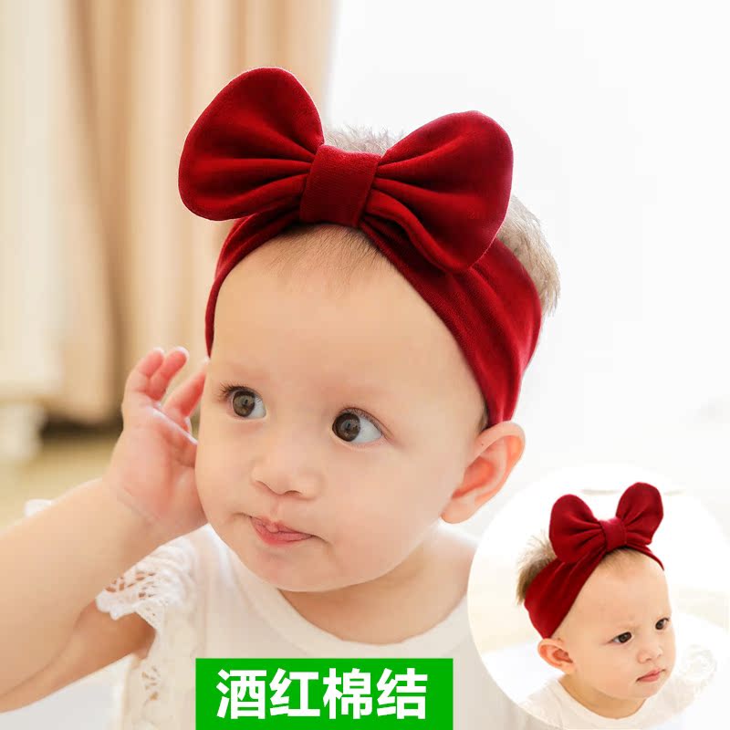 Mũ trùm đầu cho bé gái trăm ngày Ban nhạc tóc bé phiên bản Hàn Quốc của mũ trùm đầu màu đỏ 0 trẻ em 1 tuổi 2 phụ kiện tóc kẹp tóc hàn quốc cho bé