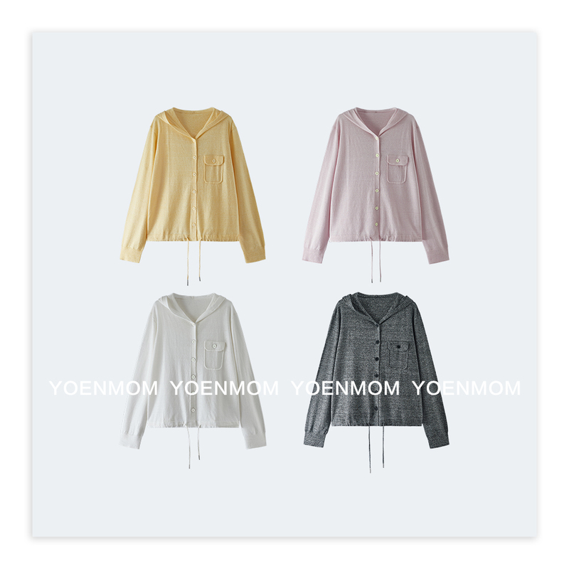Yoenmom·Embrace the Spring·Wool and Linen, Delicate, Soft and Skin-Friendly, Drawstring Design, Hooded Knitwear