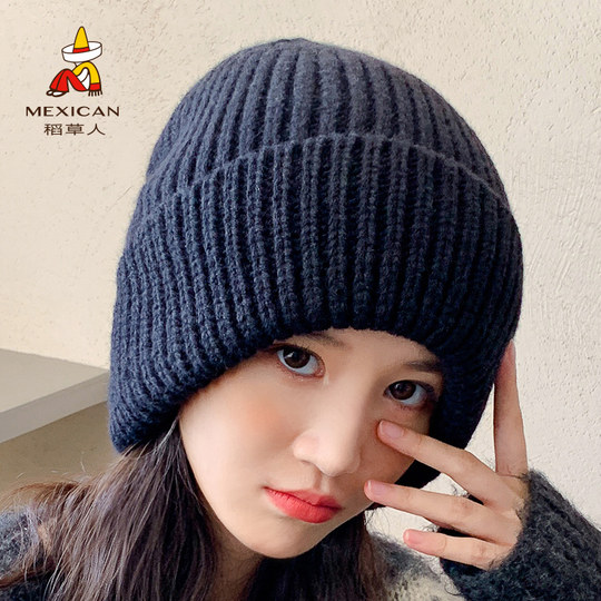 Scarecrow Hat Women's Autumn and Winter Korean Version Japanese Versatile Wool Hat Trendy Ear Protection Warm Knitted Confinement Hat Cold Hat