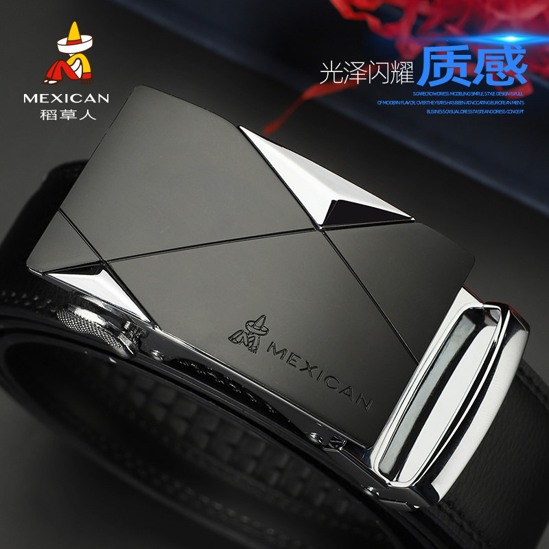 Scarecrow belt men's genuine leather automatic buckle belt fashion versatile young people's hips pure pants belt casual trend