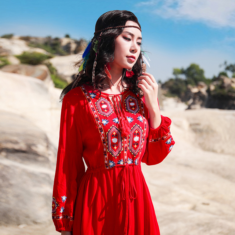 Bohemian Long Dress, Beach Dress, Plus Size, Xishuangbanna Vacation Dress, Ethnic Photo Shoot, Lijiang Travel Women's Clothing
