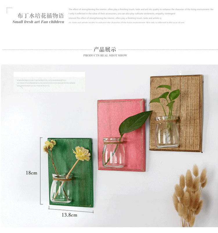 Bình thủy canh treo tường thủy tinh trồng cây thủy canh bình hoa phòng khách sáng tạo treo tường hoa lan xanh Luo treo giỏ nhỏ chai - Vase / Bồn hoa & Kệ chậu dài trồng cây