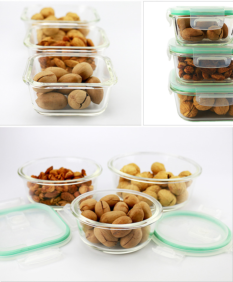Xile khóa cao borosilicate hộp tươi lò vi sóng hộp ăn trưa đặc biệt hộp lưu trữ thủy tinh hộp tủ lạnh niêm phong hộp ăn trưa - Hộp cơm điện sưởi ấm hop com dien