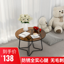 Tempered glass floating window small tea table round Nordic window sill small table tatami short table brief modern little desk