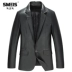 Simes Spring Leather Men Casual Leather Suit Men Suit Cổ áo Leather Leather Men - Quần áo lông thú áo khoác jean Quần áo lông thú