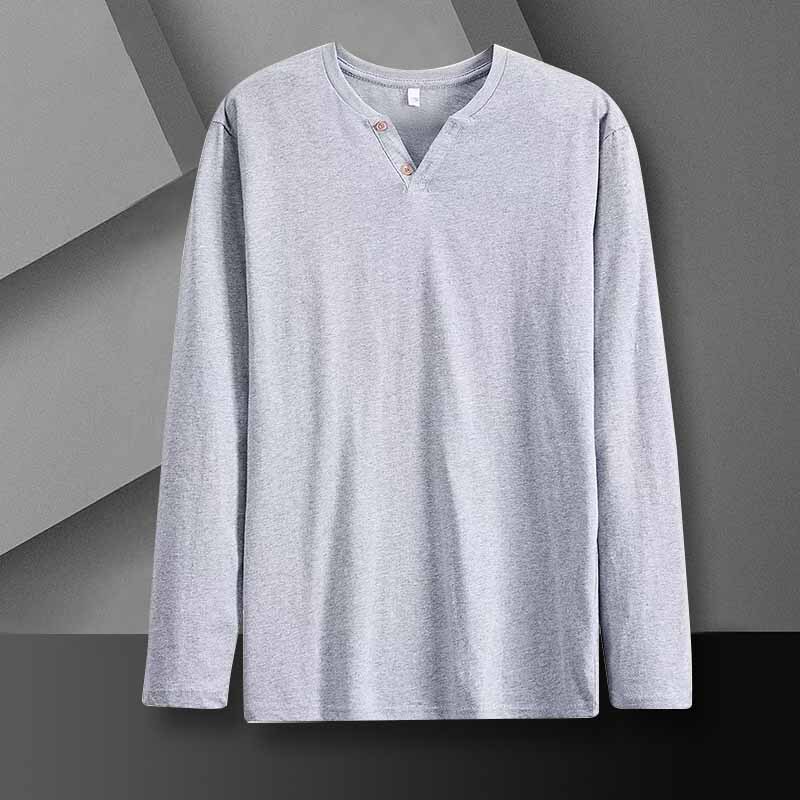 Clearance Sale~2026 Men's Thin Trendy Solid Color V-Neck Long Sleeve T-Shirt Summer V-Neck Casual Top for Youth