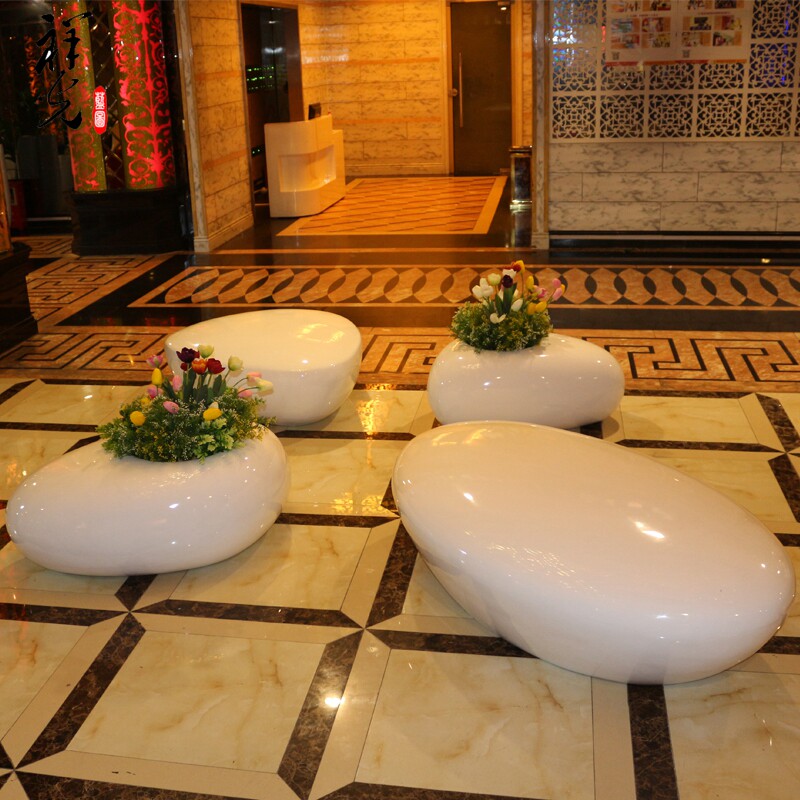 Art creative water drop shape chair fiberglass leisure chair flower pot combination chair public seat shopping mall Meichen chair