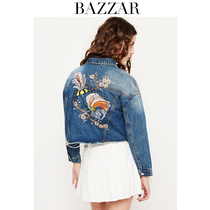 2021 autumn and winter New tassel short denim jacket cut embroidered jacket scarf knot catchall women tide cool