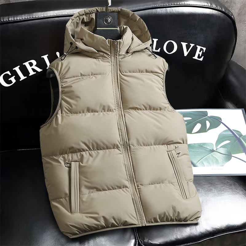 Brand Men's Detachable Hooded Vest Autumn and Winter New Trendy Outerwear Warm Thickened down Cotton Vest Men's Clothing