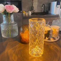 Light luxury ins girl crystal lamp charging touch rose Net red atmosphere charging night light bedroom bedside