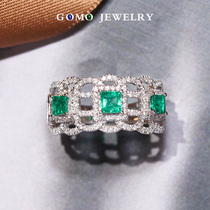 Guomao Jewelry natural emerald ring 18K gold diamond set female Colombian colored emerald ring
