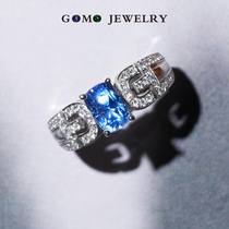 Guomao jewelry 18K gold 1 77 carats Myanmar unburned cornflower sapphire ring group set with diamonds custom