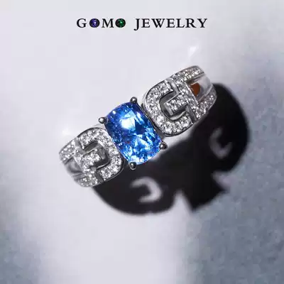 guo mao jewelry 18K Gold 1 77 karat Myanmar without burning corn blue sapphire ring qun xiang Diamond customization