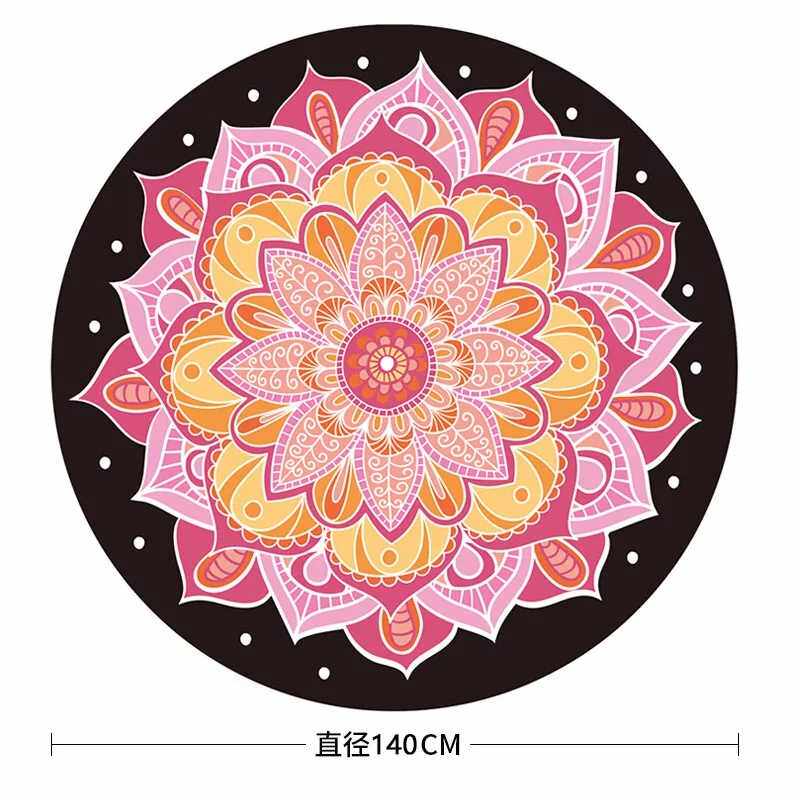 Sanskrit natural rubber round yoga mat non-slip professional fitness yoga rug for meditation mat meditation mat meditation mat