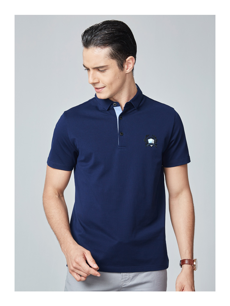 Chín động vật chăn nuôi nam ngắn tay T-Shirt 2018 mùa hè mới thanh niên nam mỏng ve áo rắn màu polo áo triều