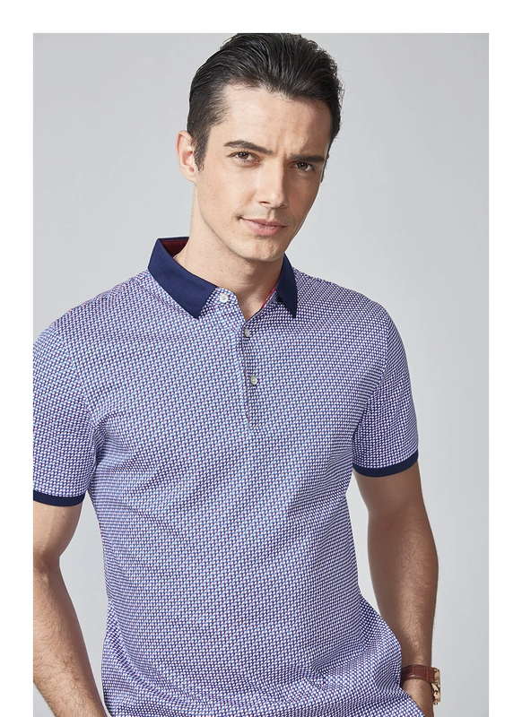 Chín động vật chăn nuôi nam ngắn tay T-Shirt 2018 mùa xuân mới thời trang POLO áo sơ mi kinh doanh bình thường Slim T-Shirt nam