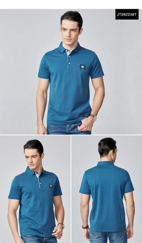 Chín động vật chăn nuôi nam ngắn tay T-Shirt 2018 mùa hè mới thanh niên nam mỏng ve áo rắn màu polo áo triều