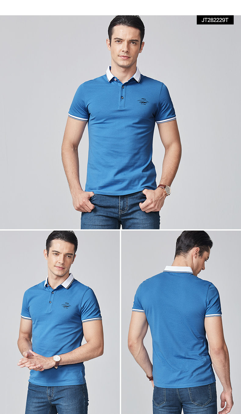 Chín động vật chăn nuôi nam ngắn tay T-Shirt 2018 mùa hè mới thanh niên nam mỏng ve áo rắn màu polo áo triều