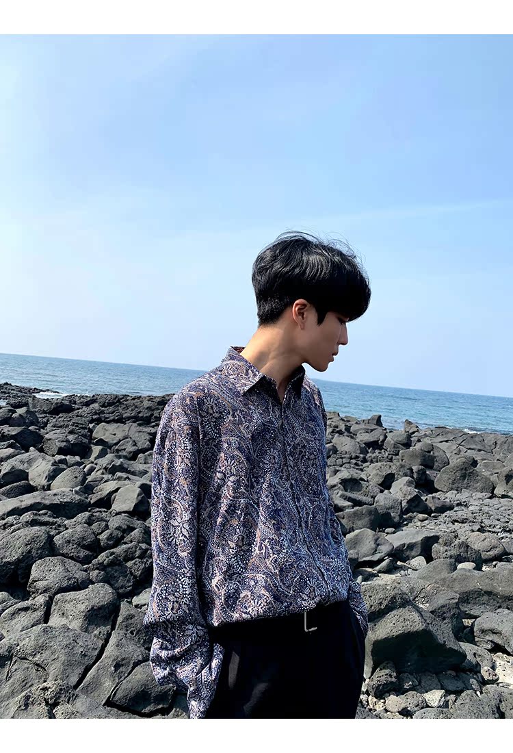 Homemade tinh tế phong cách Hàn Quốc áo sơ mi nam xu hướng áo sơ mi nam phong cách retro áo sơ mi nam - Áo áo sơ mi sọc nam