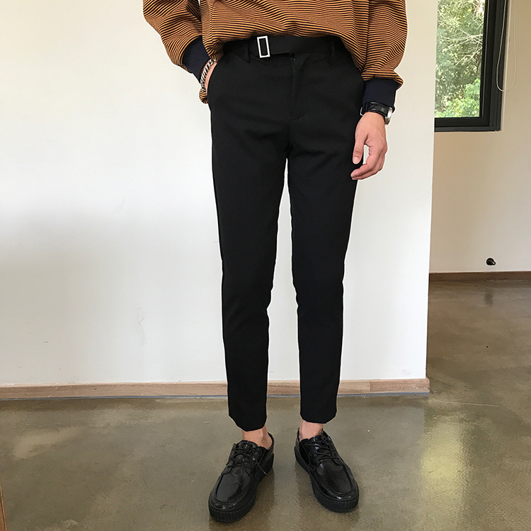 APP/17ss 韩国东大门秋装新品进口面料黑色灰色万搭款休闲西裤 男