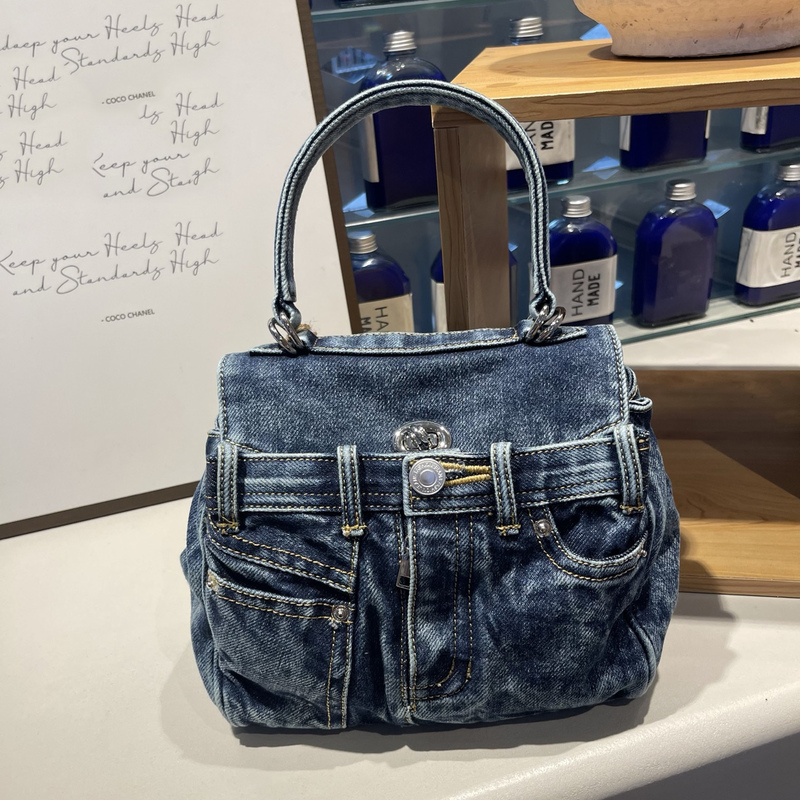 New Niche Design Denim Bag, Vintage Washed and Distressed Handbag, Shoulder Bag, Crossbody Bag for Women