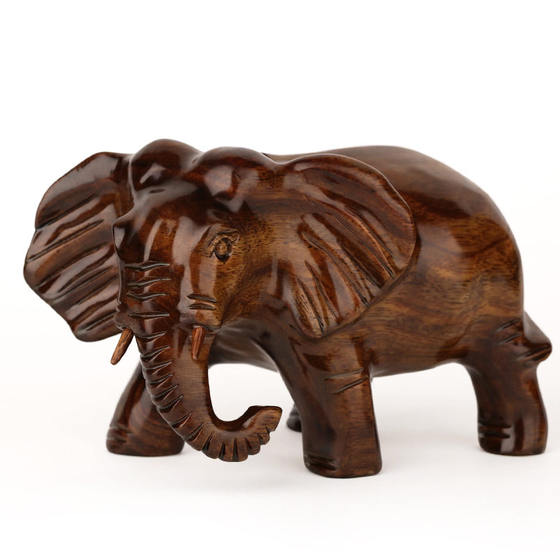 마호가니 단단한 나무 코끼리 거실 입구 나무 코끼리 장식품 20cm 단단한 나무 조각 코끼리 트럼펫 자단