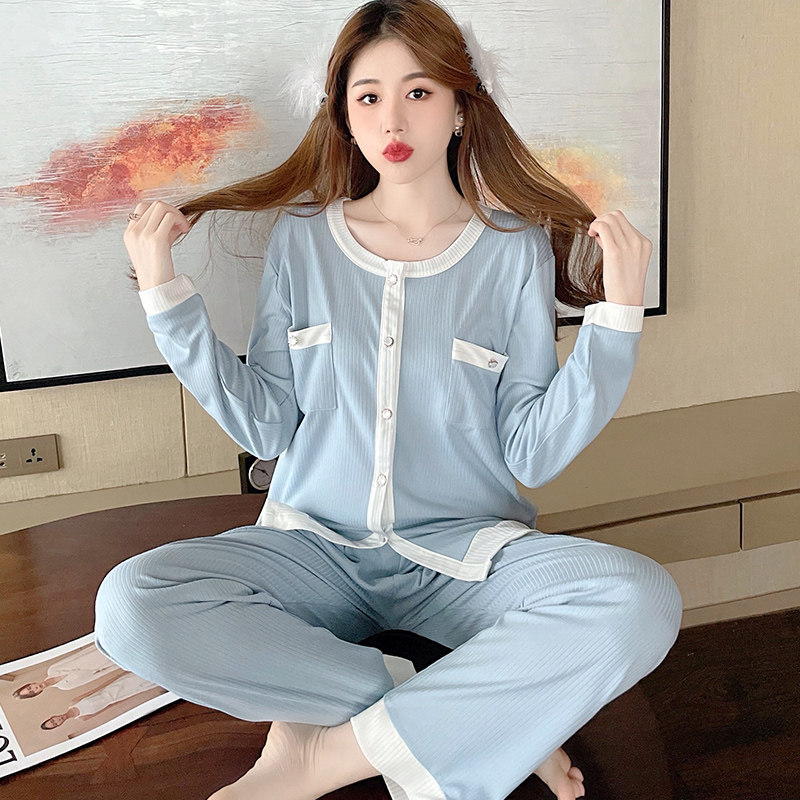 Lunar Subsuit Pure Cotton Postnatal Spring Autumn June 7 Pregnant Woman Sleepwear Maternal Breastfeeding Laces Summer Thin sweat 8