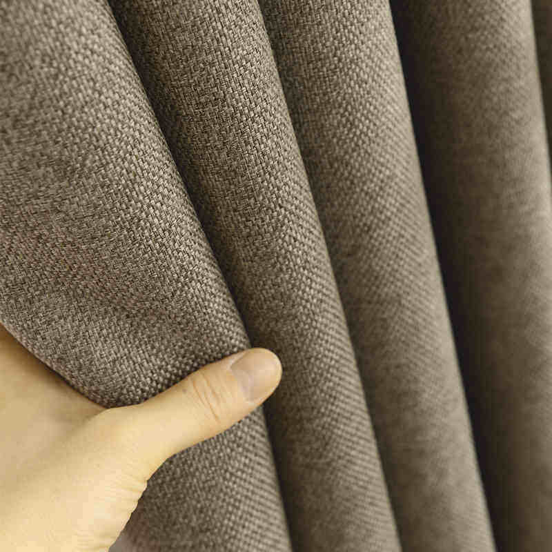 Thickened Lattice Hemp Shading Window Curtain material pure color European-style living-room Bedroom Balcony Full Shading Fabric feel good