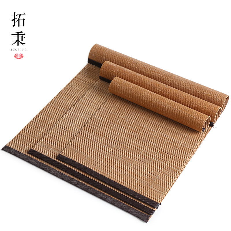 Tea mats, bamboo mats, waterproof tea mats, bamboo tea curtains, table flags, Chinese Zen tea sets, tea tray mats, heat insulation tea ceremony accessories