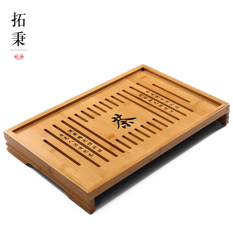 Bamboo tea tray home simple bamboo tray kung fu tea set drain long dry bubble tray small water storage tea sea tea table