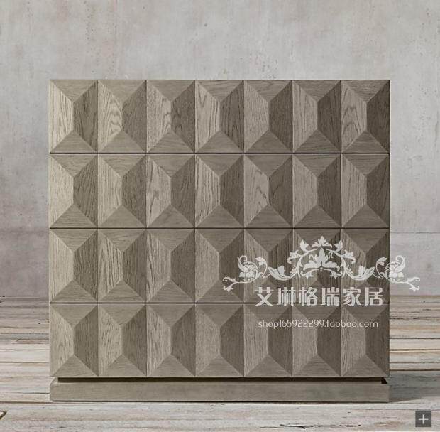 Retro Modern American Countryside Solid Wood Four-Bucket Cabinet Method High-end Make Old Bedroom Side Cabinet Locker locker Decorative Cabinet 