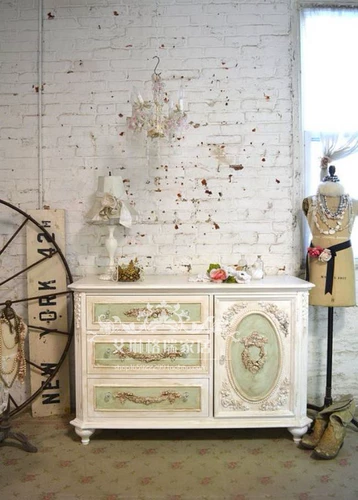 Американская резное сплошное дерево ведро шкаф французский ретро старый спальня однопродуманная шкаф для хранения гостиной, шкаф для еды на крыльце