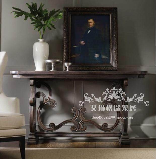 American retro carved solid wood porch table aisle decoration side table ash wood do old porch table home furniture