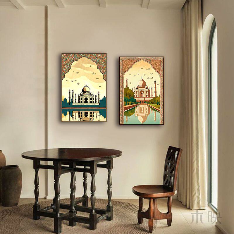 インドの民族装飾絵画、東南アジア風イスラム壁掛け、新疆のレトロポスター、リビングルームとダイニングルームの壁画