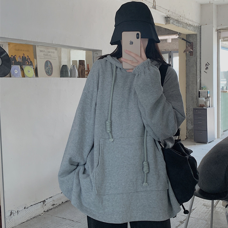 Plus Fertilizer Increase Code Gestation Woman Clothing Autumn Clothing Jacket Loose Casual Lianhood Pure Color Spring Autumn and Jacket Jacket 200 catty