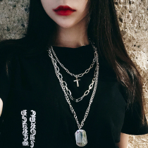 Necklace female tide hip hop cross pendant choker multi-layer long sweater chain ins Net red punk accessories men