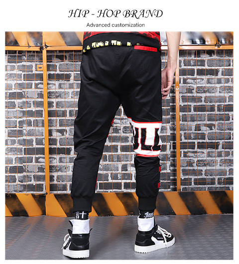 Mùa hè khâu overalls xu hướng cá tính chân quần hip hop thủy triều nam net đỏ lỏng chín điểm chân quần giản dị - Crop Jeans quần kaki